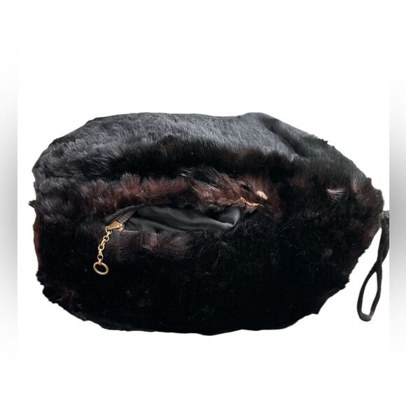 VINTAGE REAL Rabbit Fur Women’s Capelet and Muff Set Black - Picture 4 of 10